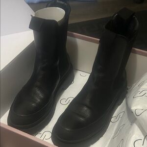 Calia Peyton Chelsea boot black leather lug style boot